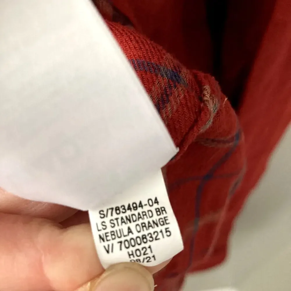 Banana Republic Flannel Button Up Shirt - Standard Fit - Red Orange - XL
